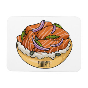 Imán Ilustracion personalizado de bagel de Salmon