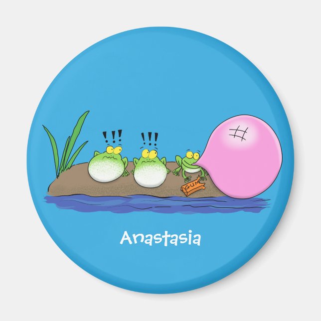 Imán Ilustracion personalizado de bblegum de ranas grac (Frente)