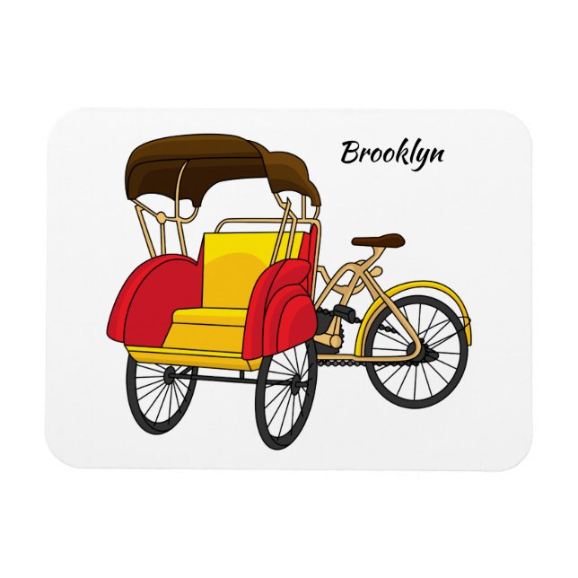Imán Ilustracion personalizado de bicitaxi (Horizontal)