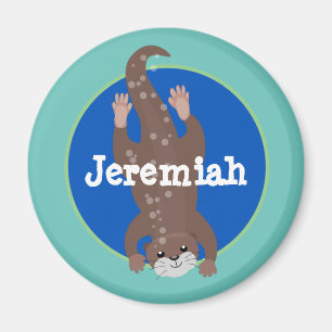 Imán Ilustracion personalizado de buceo con nutria