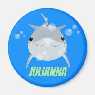 Imán Ilustracion personalizado de burbujas de delfines