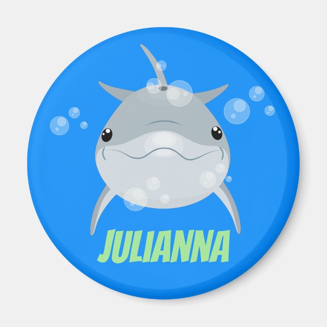 Imán Ilustracion personalizado de burbujas de delfines  (Frente)