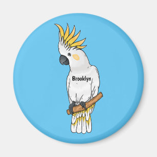 Imán Ilustracion personalizado de cacatúa con crema de 