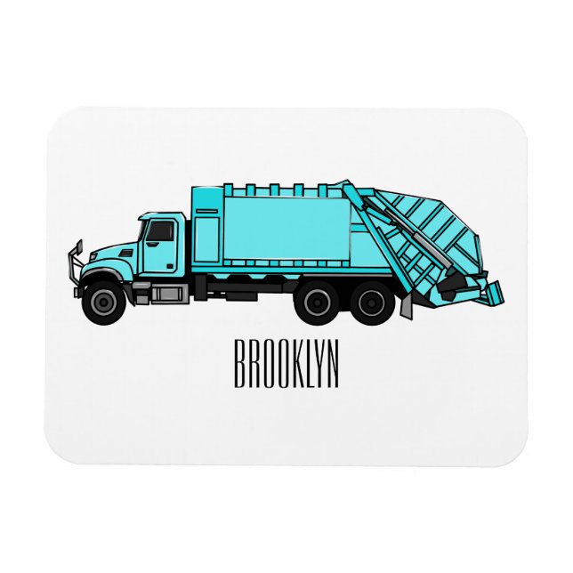 Imán Ilustracion personalizado de camión de basura (Horizontal)