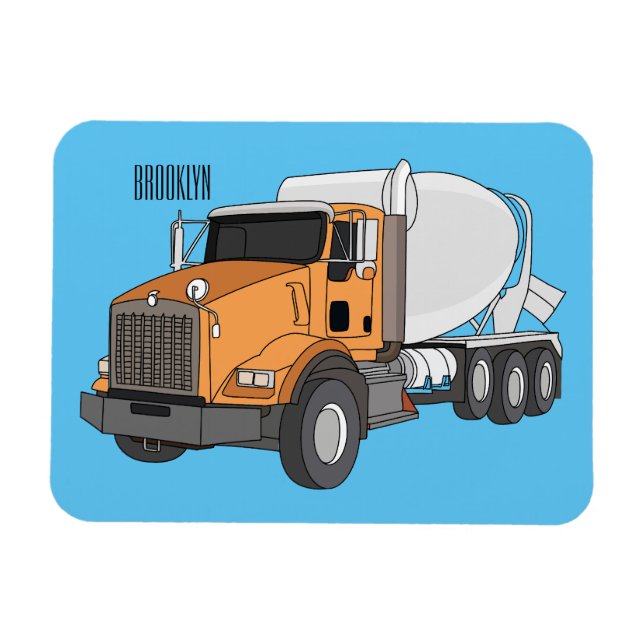 Imán Ilustracion personalizado de camión de mezcla de c (Horizontal)