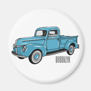Imán Ilustracion personalizado de camioneta clásica