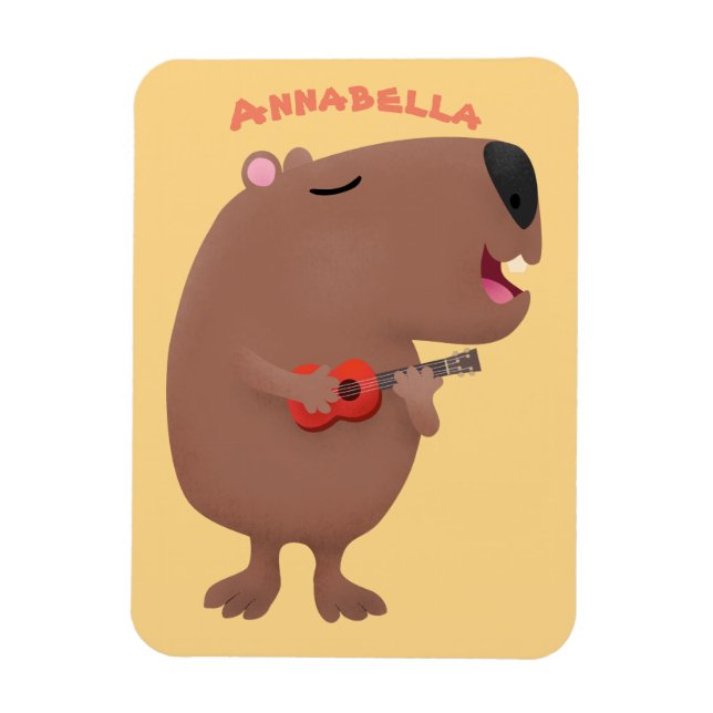 Imán Ilustracion personalizado de capybara ukulele cant (Vertical)