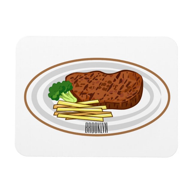 Imán Ilustracion personalizado de carne (Horizontal)