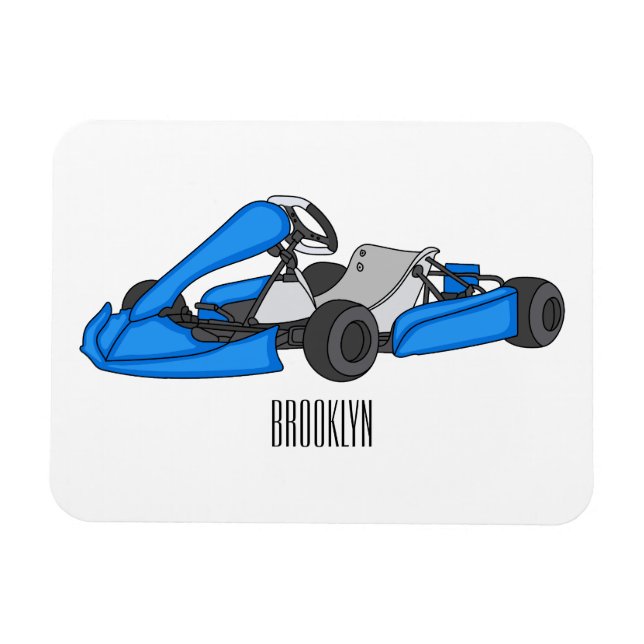 Imán Ilustracion personalizado de carreras de Kart (Horizontal)