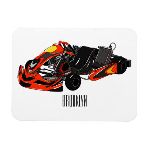 Imán Ilustracion personalizado de carreras de Kart