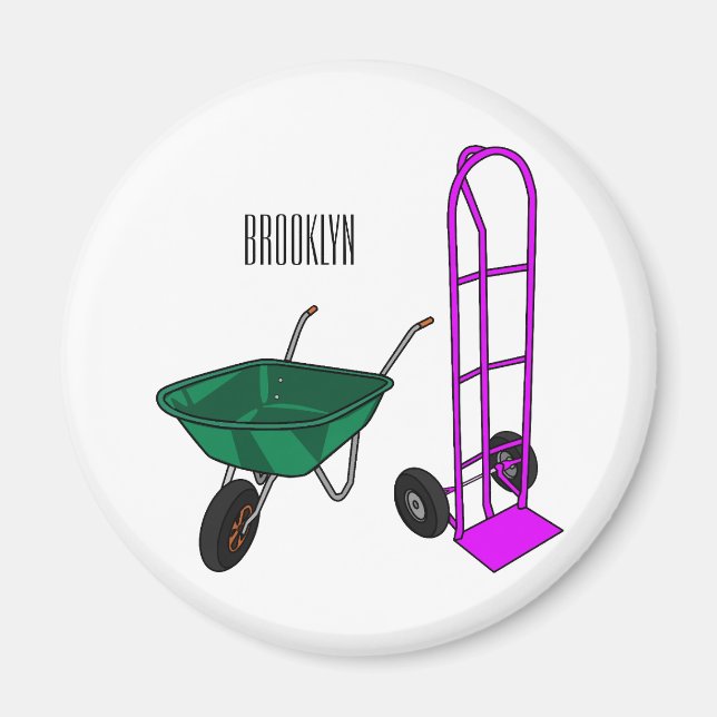 Imán Ilustracion personalizado de carretillas y carrito (Frente)