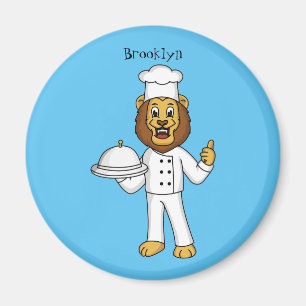Imán Ilustracion personalizado de chef de un bonito leó