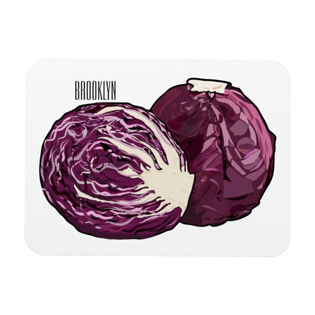 Imán Ilustracion personalizado de col roja (Horizontal)
