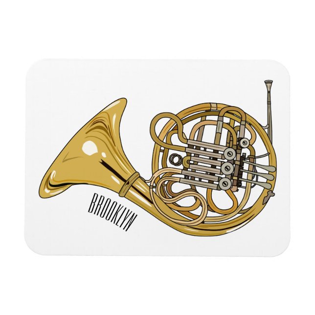 Imán Ilustracion personalizado de cuerno francés (Horizontal)