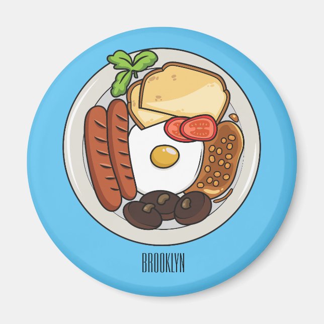 Imán Ilustracion personalizado de desayuno inglés (Frente)