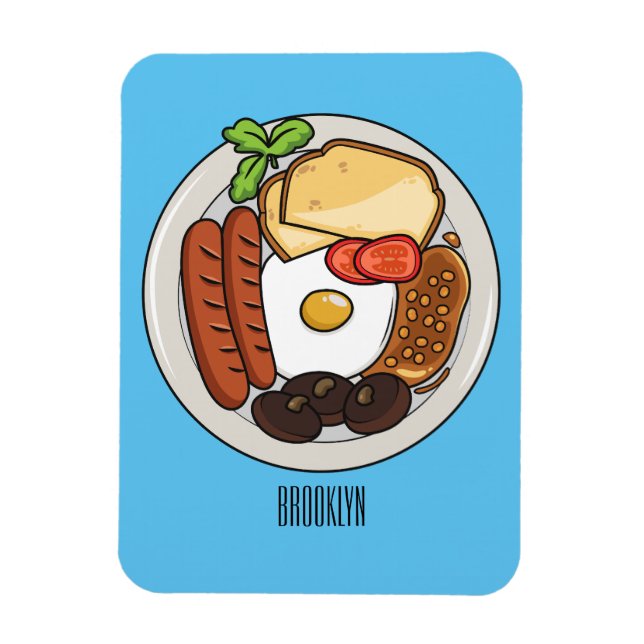 Imán Ilustracion personalizado de desayuno inglés (Vertical)