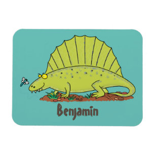 Imán Ilustracion personalizado de dimetrodon verde lind
