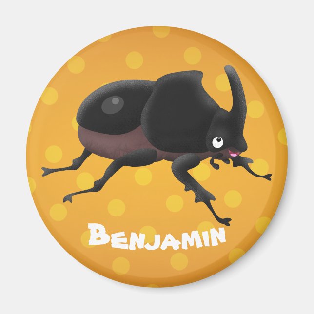 Imán Ilustracion personalizado de escarabajo rinoceront (Frente)