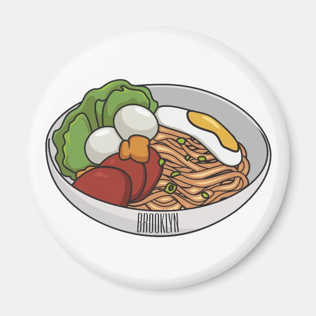 Imán Ilustracion personalizado de fideos (Frente)