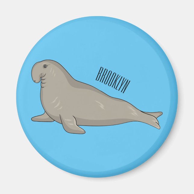 Imán Ilustracion personalizado de focas elefantes (Frente)