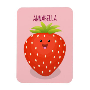 Imán Ilustracion personalizado de fresa cute kawaii