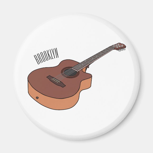 Imán Ilustracion personalizado de guitarra acústica (Frente)
