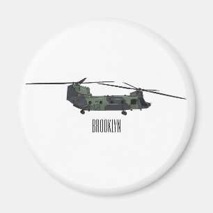 Imán Ilustracion personalizado de helicóptero del ejérc