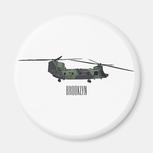 Imán Ilustracion personalizado de helicóptero del ejérc (Frente)