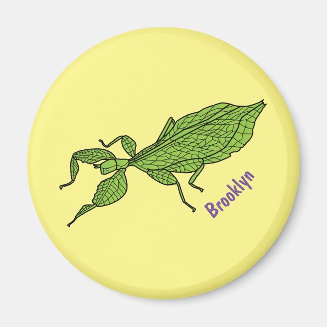 Imán Ilustracion personalizado de insectos de hoja verd (Frente)