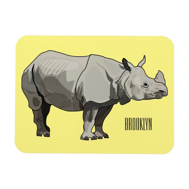 Imán Ilustracion personalizado de Javan rhinoceros (Horizontal)