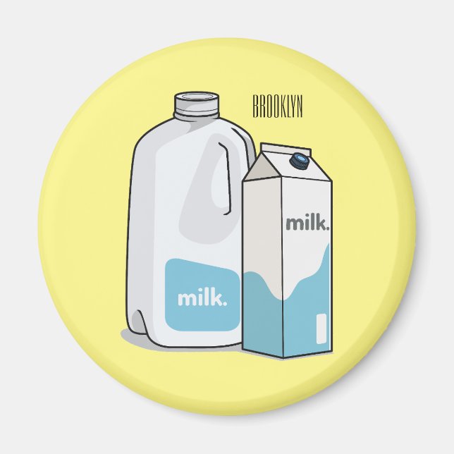 Imán Ilustracion personalizado de leche (Frente)