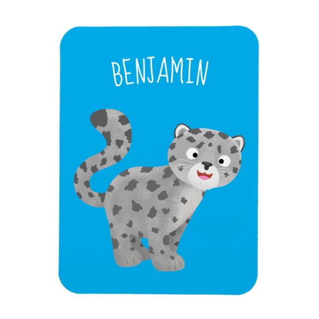 Imán Ilustracion personalizado de leopardo de las nieve (Vertical)