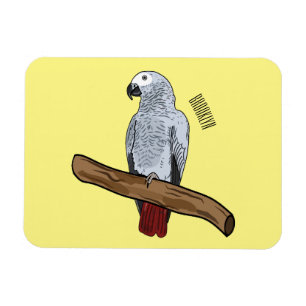 Imán Ilustracion personalizado de loro gris africano