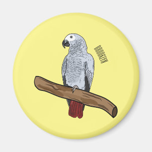 Imán Ilustracion personalizado de loro gris africano