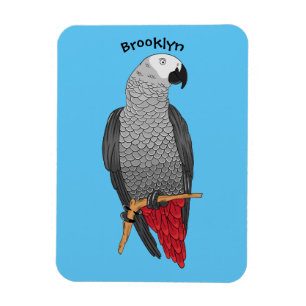 Imán Ilustracion personalizado de loro gris africano