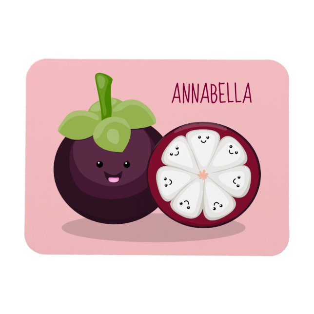 Imán Ilustracion personalizado de mangostino morado (Horizontal)