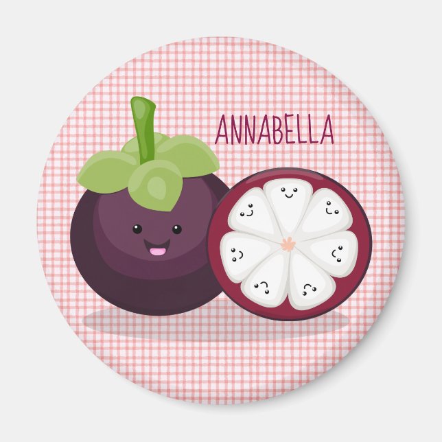 Imán Ilustracion personalizado de mangostino morado (Frente)