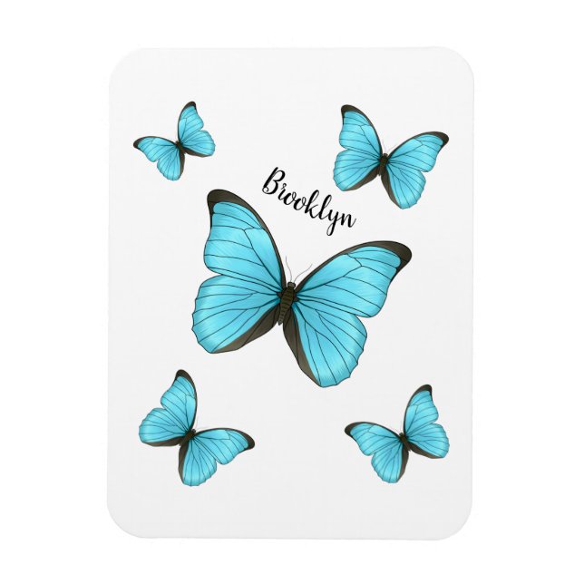 Imán Ilustracion personalizado de mariposas morfo  (Vertical)