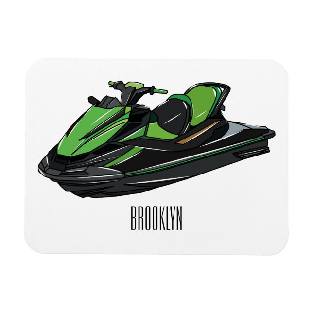 Imán Ilustracion personalizado de moto acuática (Horizontal)