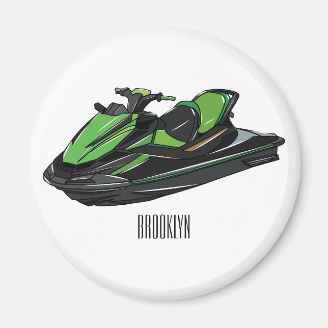 Imán Ilustracion personalizado de moto acuática (Frente)