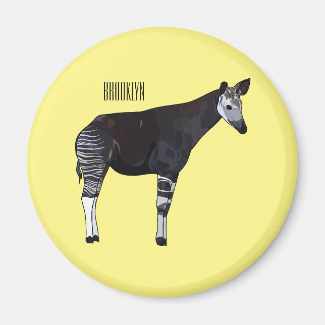 Imán Ilustracion personalizado de Okapi (Frente)