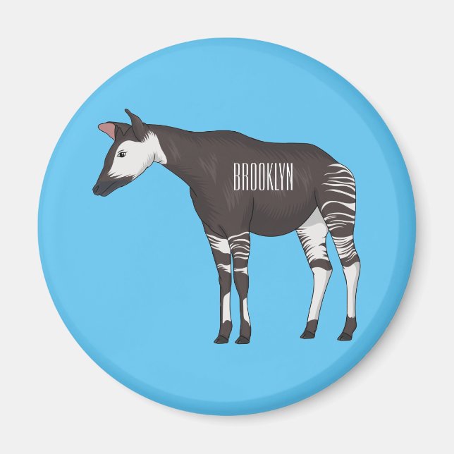 Imán Ilustracion personalizado de Okapi (Frente)
