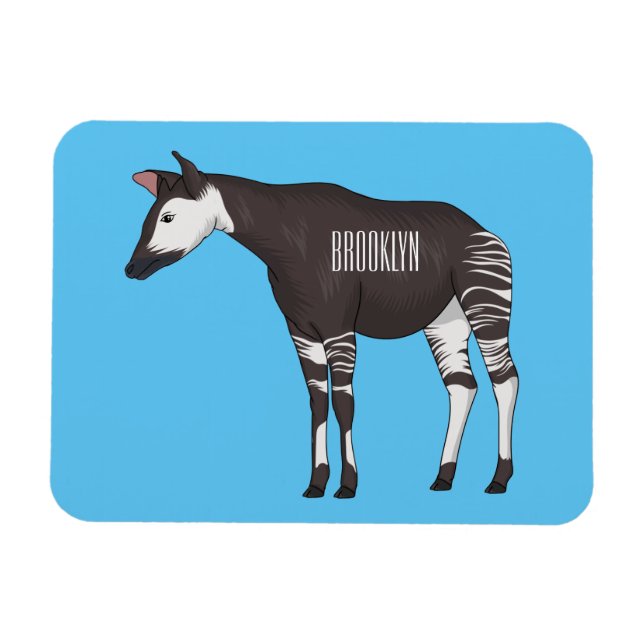 Imán Ilustracion personalizado de Okapi (Horizontal)