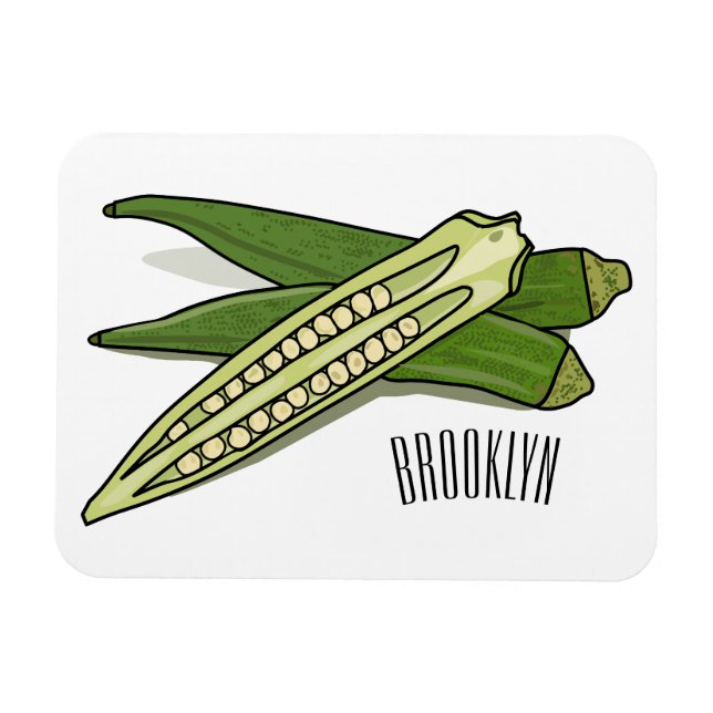 Imán Ilustracion personalizado de Okra (Horizontal)