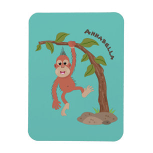 Imán Ilustracion personalizado de orangután bebé feliz