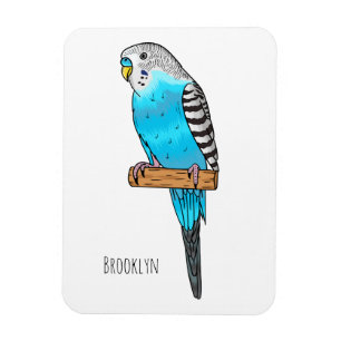 Imán Ilustracion personalizado de pájaro budgerigar azu