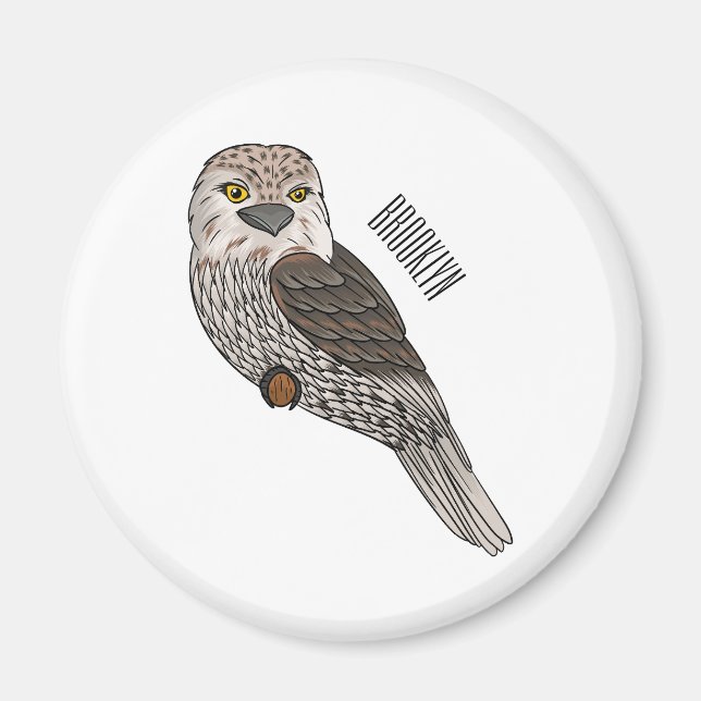 Imán Ilustracion personalizado de pájaro de Tawny (Frente)