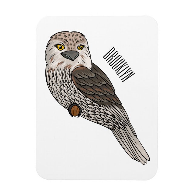 Imán Ilustracion personalizado de pájaro de Tawny (Vertical)