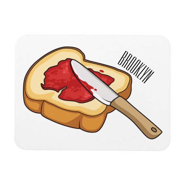 Imán Ilustracion personalizado de pan y mermelada (Horizontal)