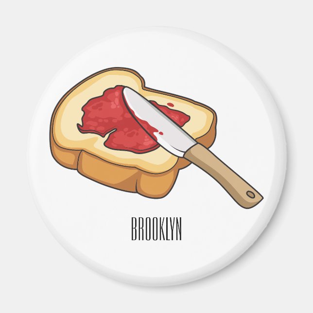 Imán Ilustracion personalizado de pan y mermelada (Frente)